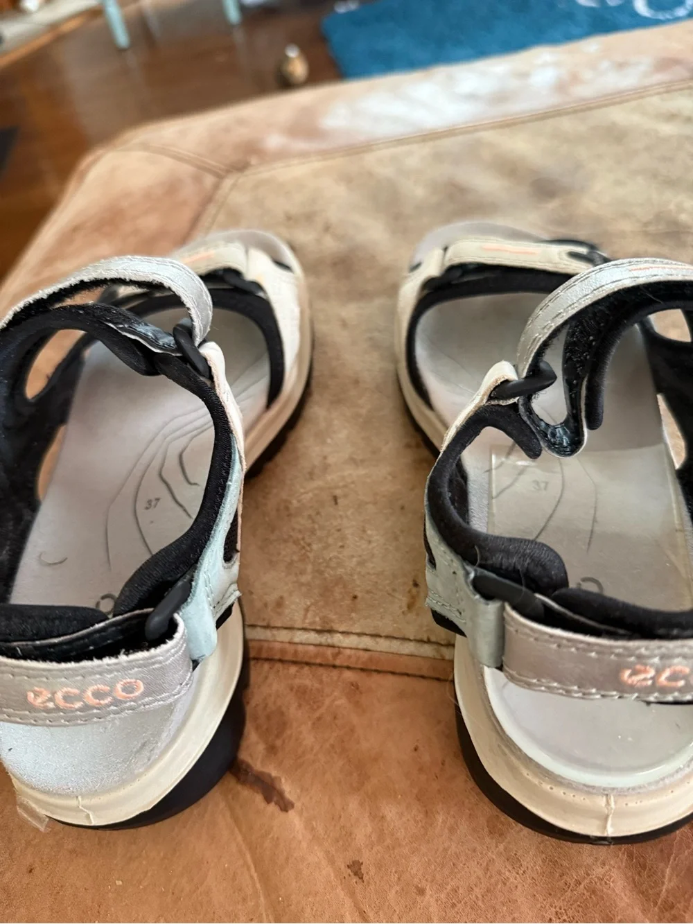 Ecco Kids Silver and Black Adjustable Open-Toe Sandals